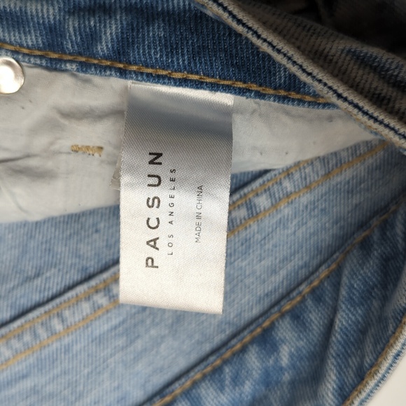 PacSun Ripped Mom Jeans Size 28 High Waist Straight Leg 100% Cotton Light Blue - Picture 10 of 12